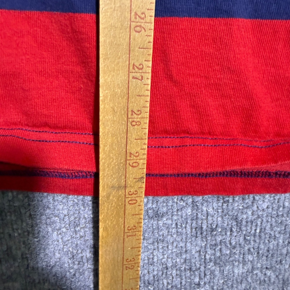 Vintage Polo Ralph Lauren Mens XL Rugby Shirt Red Navy Blue Striped Long Sleeve - Picture 7 of 9